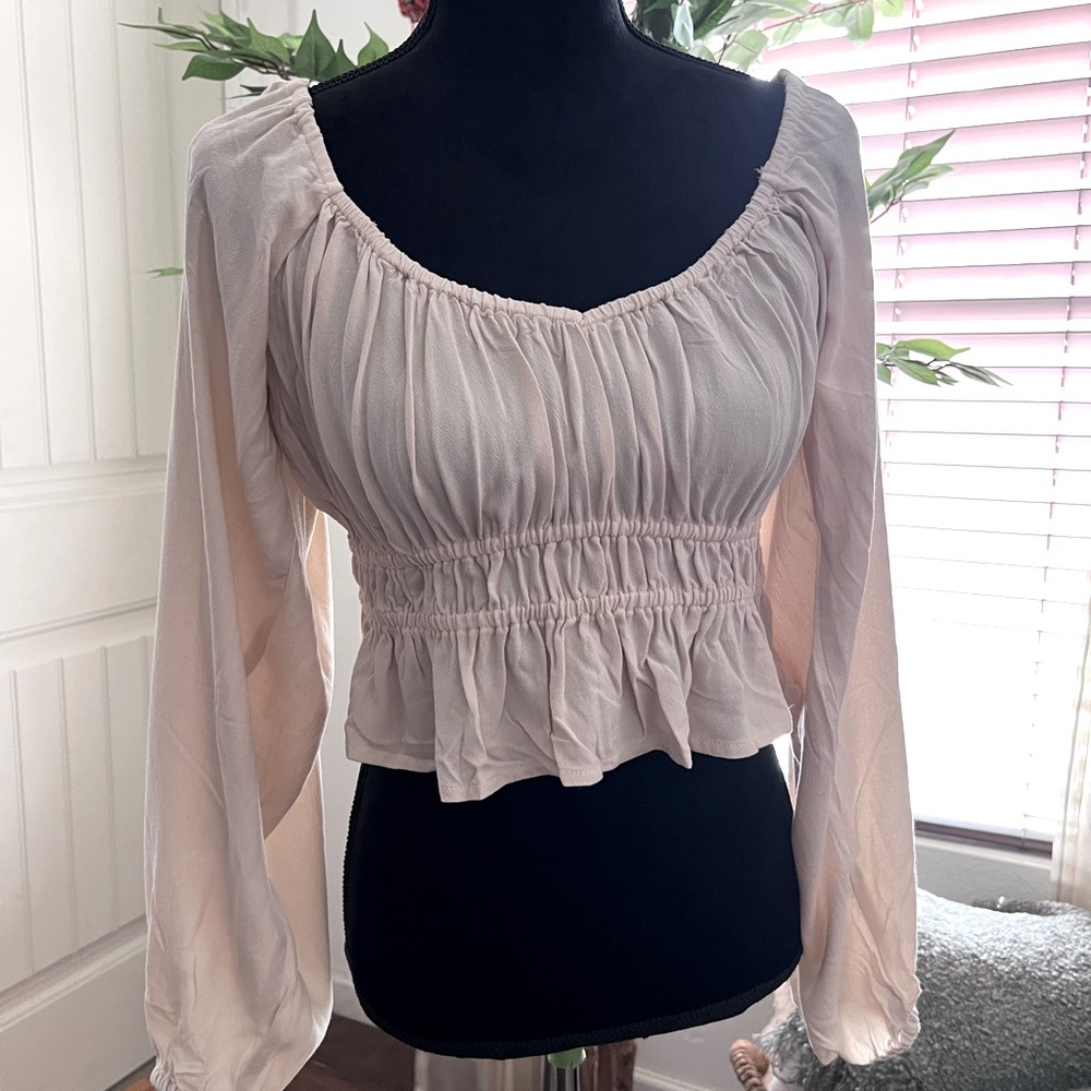 Roxy Crop Top Blouse - Long Sleeve